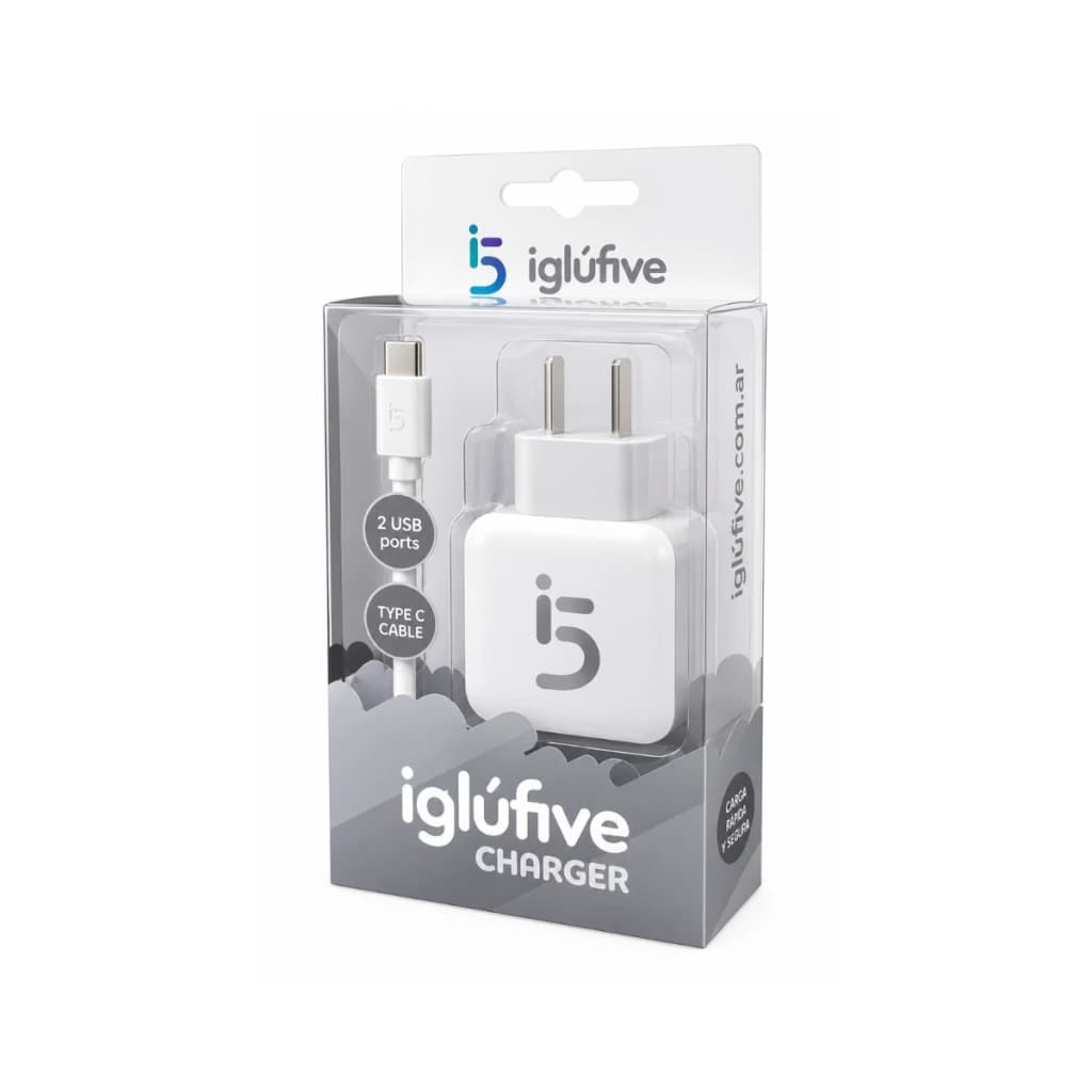Cargador doble USB-A + USB-C con cable USB-C
